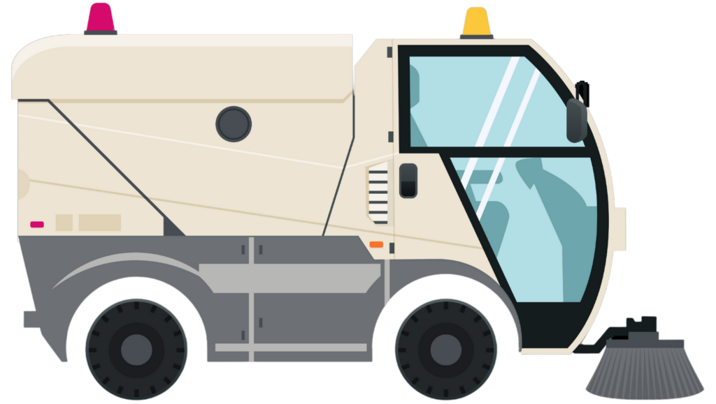 An graphic of a road sweeper