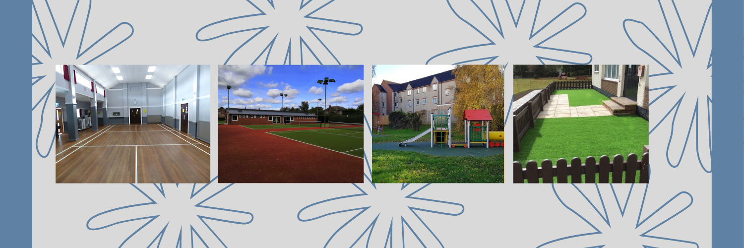 Photo of a village hall, Thame Clubhouse, a playground and new outside play area.