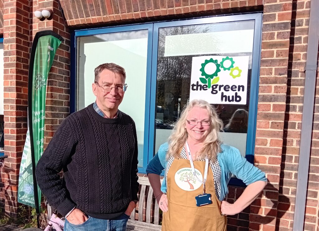 Cllr David Rouane and Di Chesterman at the Sustainable Didcot Repair Cafe