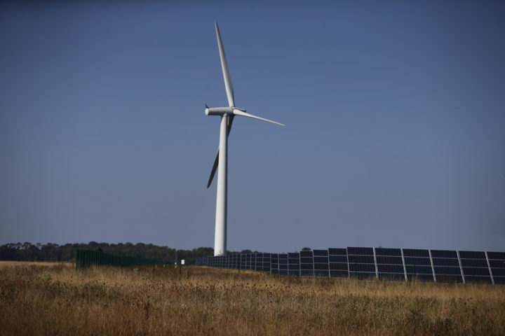 a windfarm and solar panels