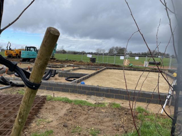 foundations of the pavilion laid at Kingston Bagpuize