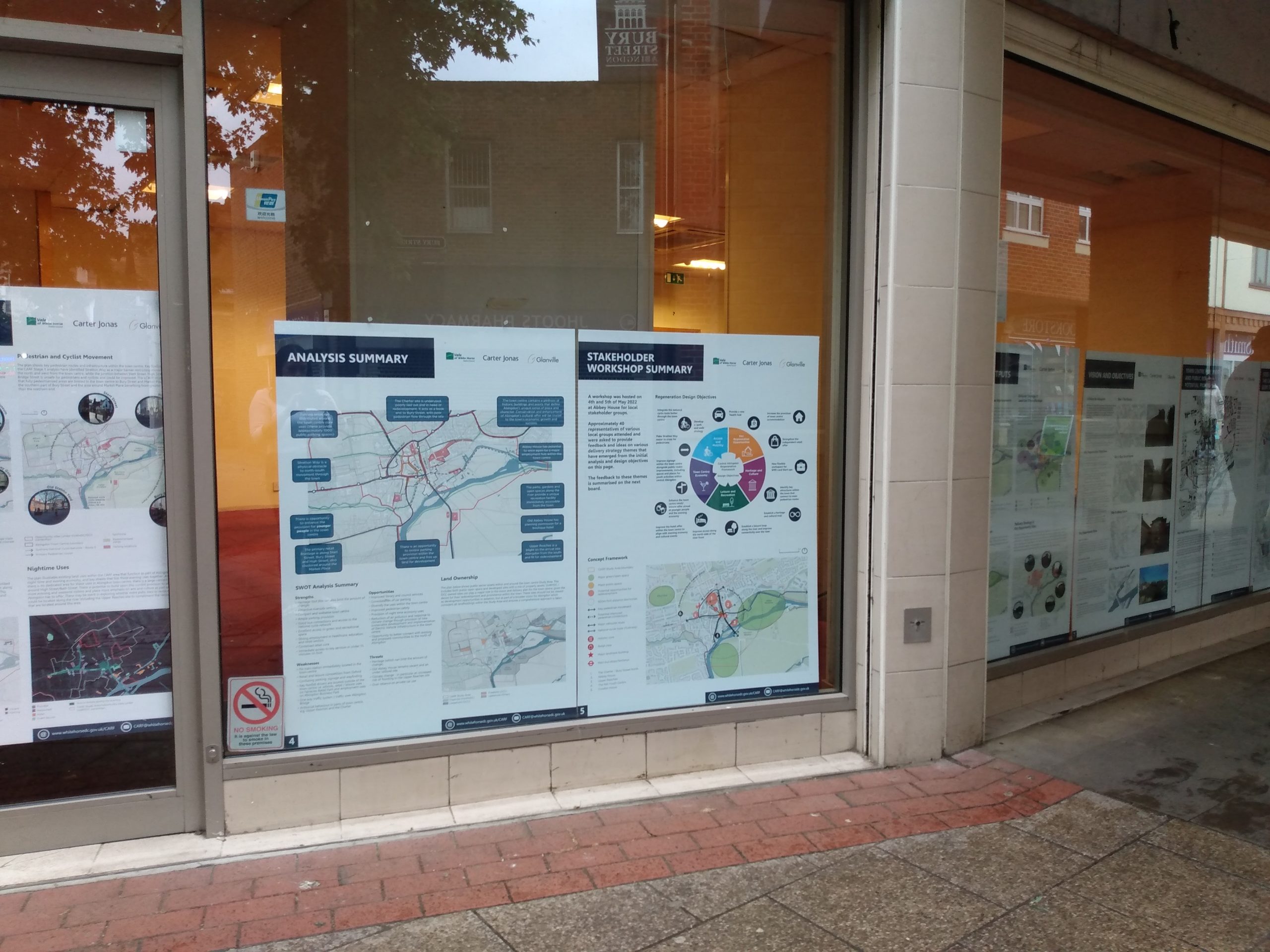 Display boards in a shop window